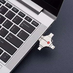 Pendrive 64GB USB 3.2 Gen 1 (USB A / USB C / Lightning / Micro USB) Forcell F-Data Metal Quad hõbedane