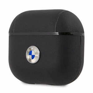 BMW Genuine Leather Silver Logo чехол для AirPods 3 - чёрный