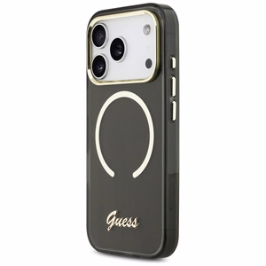 Guess IML Script Metal MagSafe Ümbris for iPhone 17 Pro - must