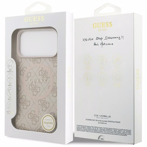 Guess 4G Ring Classic Logo MagSafena iPhone 17 Pro Max Ümbris - Roosa