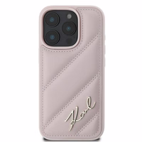 Karl Lagerfeld Quilted Signature iPhone 16 Pro Max Ümbris - Roosa