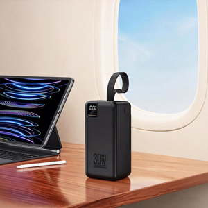 Wozinsky W8-B 50000mAh 30W akupank, 2xUSB-A, 2xUSB-C, USB micro, taskulambiga, must