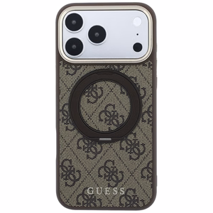 Guess 4G Classic Logo ümbris seadmele iPhone 18 Pro Max / 17 Pro Max, 360° rõngastoega, MagSafe-ühilduv – pruun