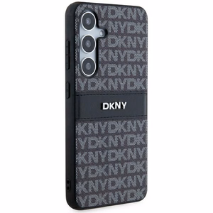 DKNY Leather Mono Stripe & Metal Logo ümbris jaoks Samsung Galaxy S24 - must