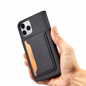 Magnetkaardi ümbris iPhone 12 Pro Max kott Kaardipesa Rahakott Kaardihoidja Must