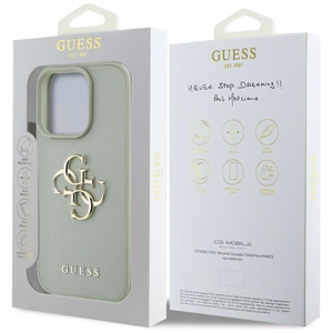 Guess Grained Big 4G Logo Small Classic Logo ümbris jaoks iPhone 16 Pro Max - roheline