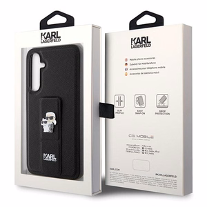 Karl Lagerfeld Gripstand Saffiano Karl&Choupette Pins ümbris jaoks Samsung Galaxy S23 FE - must