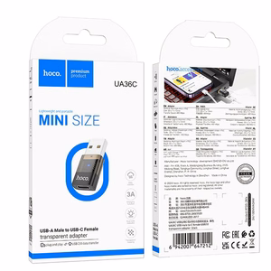 Adapter USB A USB C Hoco UA36C läbipaistev must