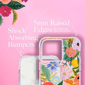 Rifle Paper Clear MagSafe ümbris seadmele iPhone 14 Pro Max, Garden Party Blush mustriga