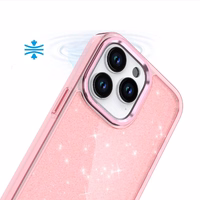 Glitter Ümbris jaoks iPhone 16 Pro - roosa with glitter