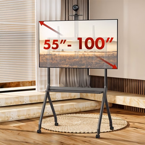 Maclean TV stand / cart, camera shelf, on casters, 55-100", max load 120kg/10kg shelf, max. VESA 900x600, must, MC-114 B