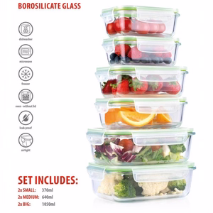 Alpina kaanega klaasist toidukarpide komplekt, 370 / 640 / 1050 ml, 6 tk