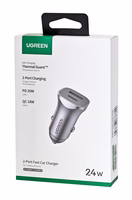 Ugreen USB Type-C / USB 24W Power Delivery Quick Charge car charger, hall (30780)