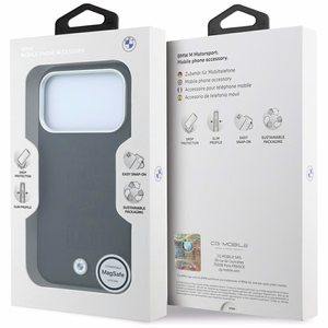 BMW Sign Deboss Quilted Metal Logo MagSafe ümbris mudelile iPhone 18 Pro Max – tumehall