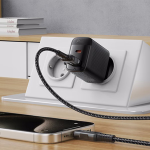 Acefast A106 GaN PD seinaklaadija, 45 W, USB-C, USB-A, must