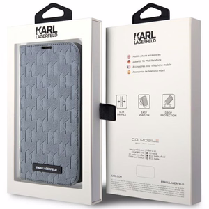 Karl Lagerfeld KLBKP14SSAKLHPG iPhone 14 6.1" bookcase hõbedane/hõbedane Saffiano Monogram