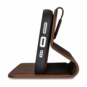 iCarer õlivaha rahakoti ümbris 2in1 Cover iPhone 14 Pro Anti-RFID nahast Flip Case Brown (WMI14220722-BN)