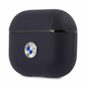 BMW Genuine Leather Silver Logo чехол для AirPods 3 - Тёмно-синий