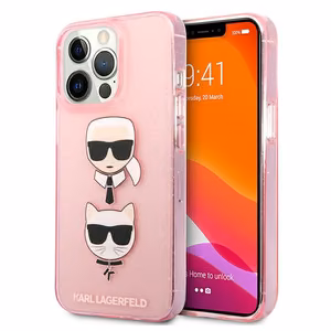 Karl Lagerfeld KLHCP13LKCTUGLP iPhone 13 Pro / 13 6,1" różowy / roosa kõvakott Glitter Karl's & Choupette