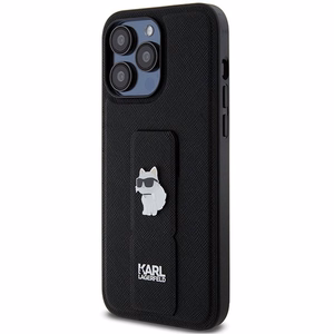 Karl Lagerfeld Gripstand Saffiano Choupette Pins ümbris jaoks iPhone 13 Pro Max - must