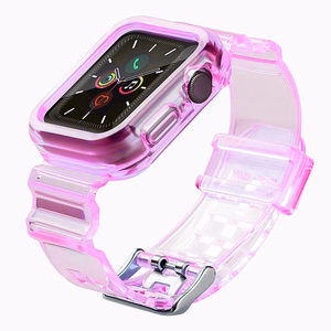 Silicone Band Strap Bracelet Case Strap Light Set for Apple Watch 44mm - Red
