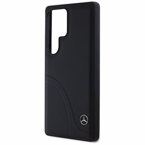 Mercedes Leather Curved Stitches Ümbris jaoks Samsung Galaxy S25 Ultra - must