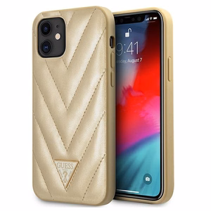 Guess GUHCP12SPUVQTMLBE iPhone 12 mini 5.4" золотой/золотой жёсткий чехол V-Quilted Collection