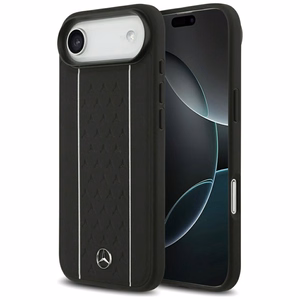 Mercedes Leather Star Pattern Stripes MagSafe ümbris jaoks iPhone Air - must