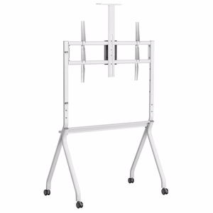Maclean TV stand / cart, camera shelf, on casters, 55-100", max load 120kg/10kg shelf, max. VESA 900x600, valge, MC-114 W
