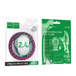 Cable USB A to Micro USB Hoco 2,4A 1 m X116 gradient purple