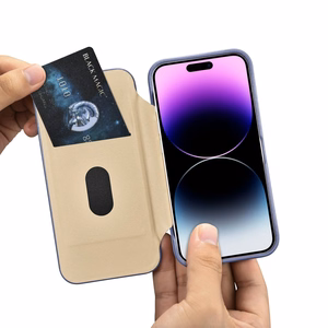 iCarer CE Premium Leather Folio Case iPhone 14 Pro Max Magnetic Flip Leather Folio Case MagSafe Light Purple (WMI14220716-LP)