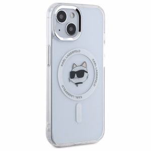 Karl Lagerfeld IML Metal Choupette Head MagSafe iPhone 15 Plus Ümbris - valge