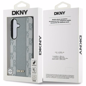 DKNY Leather Checkered Pattern MagSafe ümbris jaoks Samsung Galaxy S25 taupe