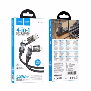 Kaabel 4in1 USB A/C USB C/Lightning Hoco 240W 1,2 m U151 must