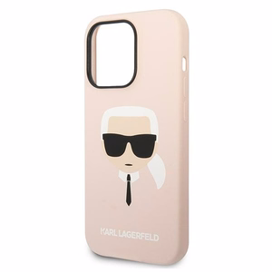 Karl Lagerfeld KLHMP14XSLKHLP iPhone 14 Pro Max 6.7" жёсткий чехол светло-розовый/светло-розовый Silicone Karl`s Head MagSafe