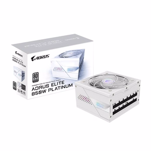 GIGABYTE AORUS ELITE P850W ICE toiteplokk - PCIe 5.0, 80 PLUS Platinum, täielikult modulaarne disain, 120mm ventilaator, ATX 3.0 ühilduv, EL pistik