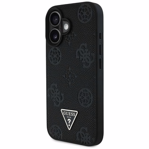 Guess Grained Hot Stamp Peony Triangle Logo MagSafe Ümbris jaoks iPhone 16 - Must