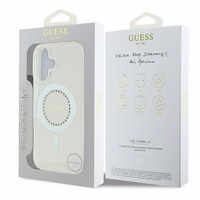 Guess IML Rhinestones MagSafe Ümbris jaoks iPhone 16 Plus - valge