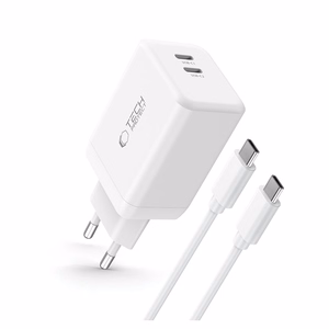 Tech-Protect NC45W-GAN 2-PORT PD45W Laadija + TYPE-C CABLE - valge
