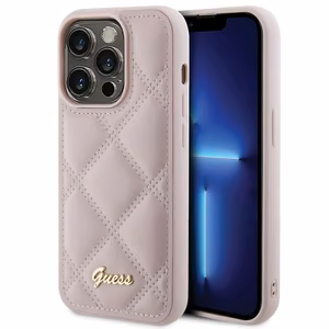 Guess Quilted Metal Logo ümbris jaoks iPhone 15 Pro Max - roosa