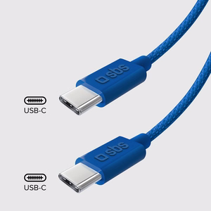 SBS TECABLETISSUETCCB USB-C - USB-C 1.5m 60W braided kaabel - sinine