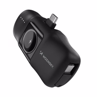 Wozinsky WF16-YCS 5000mAh 15W USB-C mini energiapank sisseehitatud USB-C kaabliga ja Apple Watchi laadijaga - must