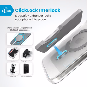 Speck Presidio Perfect-Clear MagSafe'i ja ClickLocki toega ümbris iPhone 16 Pro Max-le, Clear/Chrome