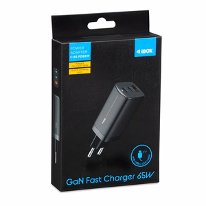 iBOX C-65 must, GaN 65W universaalne laadija