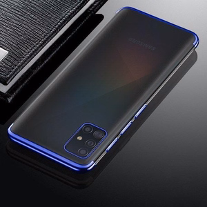 Selge värviga ümbris geel TPU galvaaniline raam Cover for Samsung Galaxy A72 4G sinine