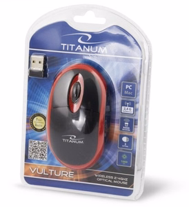 Titanum TM116E juhtmevaba 3D hiir 2.4GHZ must / punane
