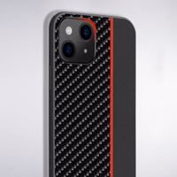 Tel Protect CARBON Ümbris jaoks Xiaomi Redmi Note 11 Pro/Note 11 Pro 5G Must with punane stripe
