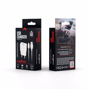 Maxlife MXTC-01 laadija 1x USB 1A whIte + USB-C kaabel