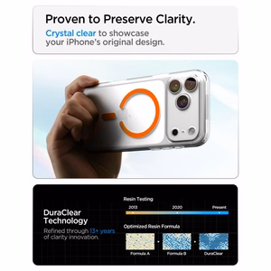 Spigen Ultra Hybrid MagSafe ümbris iPhone 18 Pro / 17 Pro jaoks, läbipaistev oranž