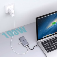 Choetech 9in1 multifunctional USB tüüp C HUB - 3x USB 3.2 Gen 1 / SD and TF mälukaart reader / HDMI 4K 30Hz / VGA Täis HD 60Hz / USB tüüp C / RJ45 hall (HUB-M15 hall)